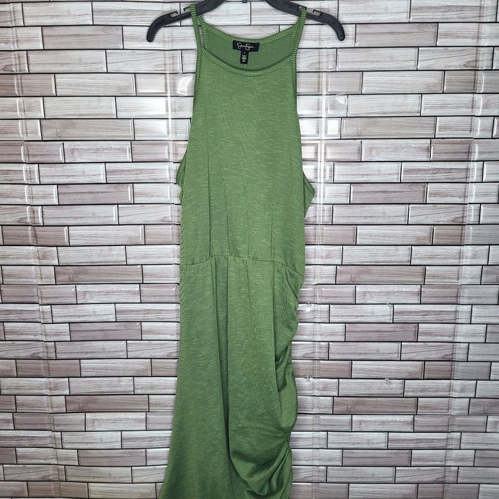 NWT Jessica Simpson | Vineyard Green Syd Ruched‎ Racerback Halter Dress - Large